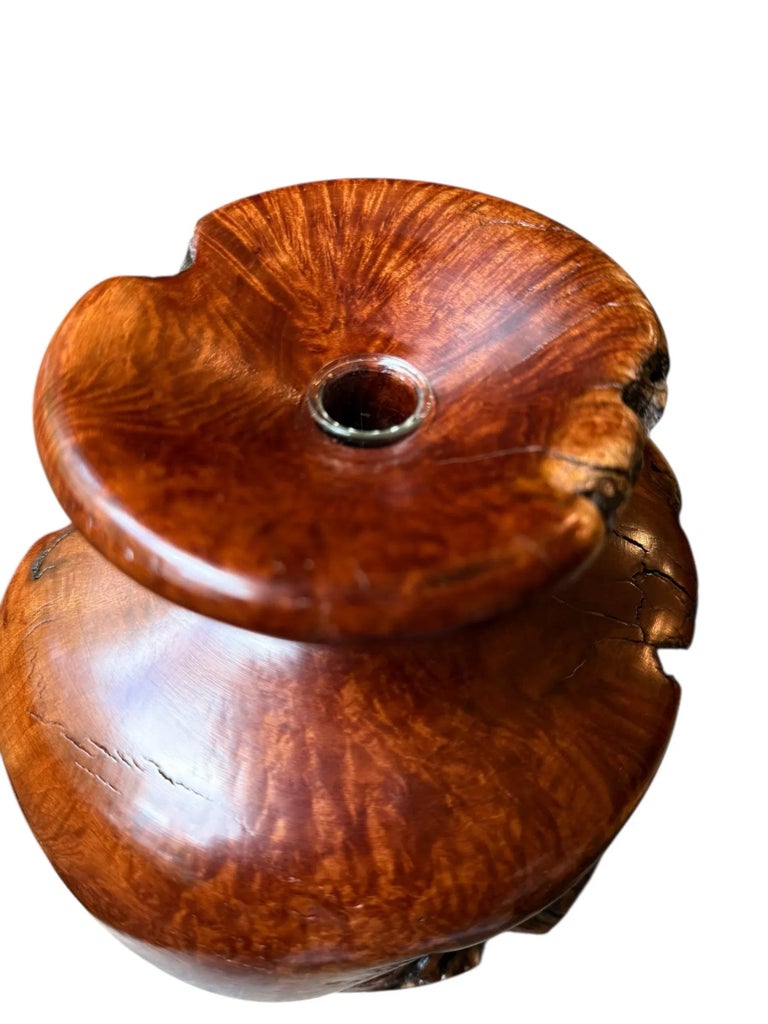 Vintage Large Burlwood Hand Turned Brutalist Art Vase