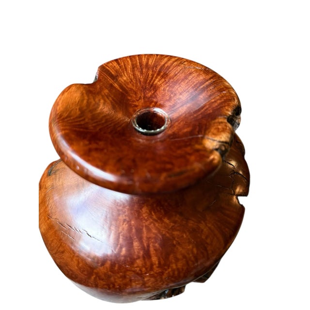 Brutalist Vintage Large Burlwood Hand Turned Brutalist Art Vase For Sale - Image 3 of 10