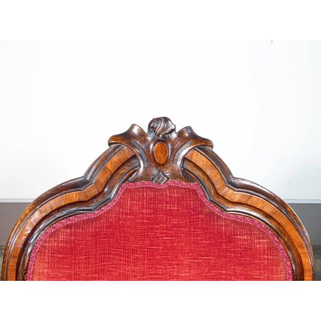 Red Set of 19th Century Louis Philippe Walnut Armchairs For Sale - Image 8 of 12