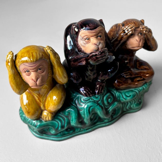 Kutani-Yaki Three Wise Monkeys Sculpture by Nukagawa Kiyoshi, Japan, 1960s For Sale - Image 6 of 18