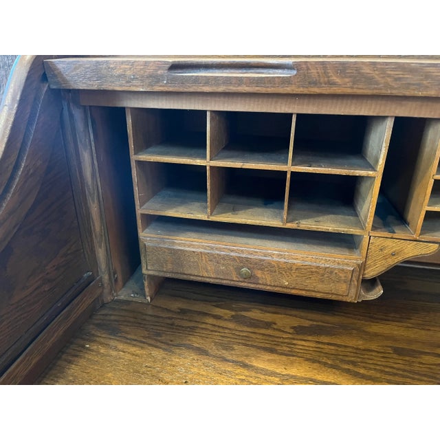 1910s American Antique Roll Top Desk For Sale - Image 5 of 12