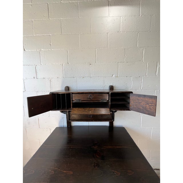 Peter Asher Floating Desk & Cabinet, 1960s Brutalist Wood Furniture For Sale In New York - Image 6 of 12
