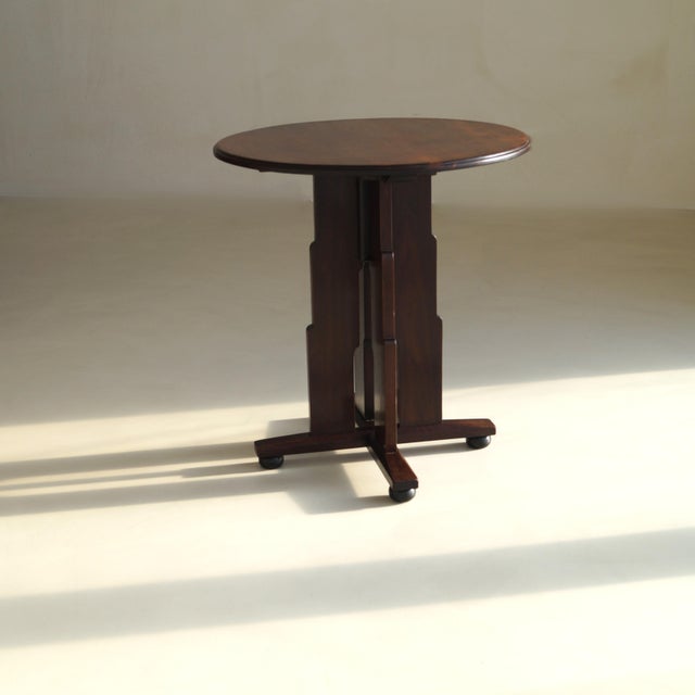 Dutch Amsterdam School Art Deco Side Table with Stepped Design and Ball Feet, 1920s For Sale - Image 9 of 18