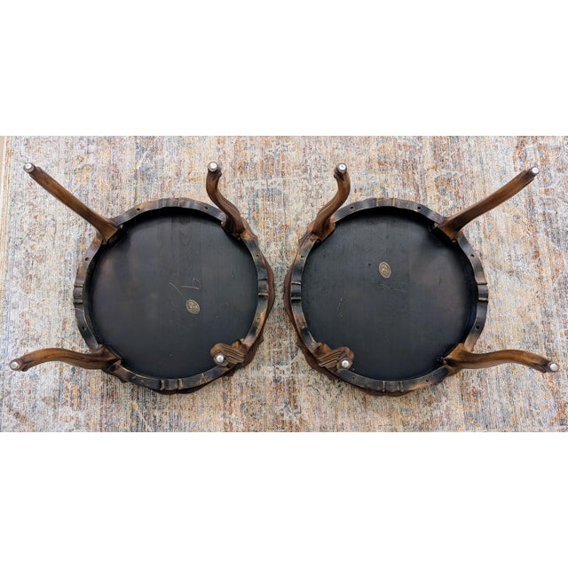 1980s Karges Furniture French Provincial Burled Walnut End Tables, a Pair For Sale - Image 12 of 15