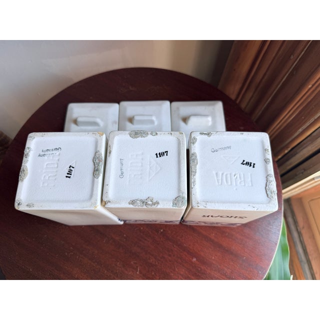 Mid-20th Century German Porcelain Kitchen Canister Set in Blue "Lilly" Patterns For Sale - Image 9 of 9