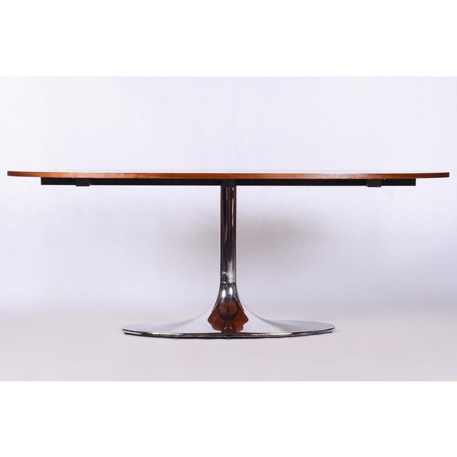 Functionalism Oval Table in Chrome and Walnut from Kovona, Czechia, 1960s For Sale - Image 9 of 14
