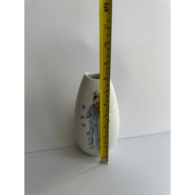 MCM 1950s Rosenthal Germany 8" Tall Porcelain Vase"The Violinist" Sign Raymond Peyote #1507 For Sale - Image 9 of 14