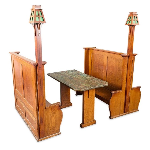 Store Item: Koehler and Hinrichs Arts and Crafts Soda Fountain Booth with Table Minnesota Description: Early 20th century...