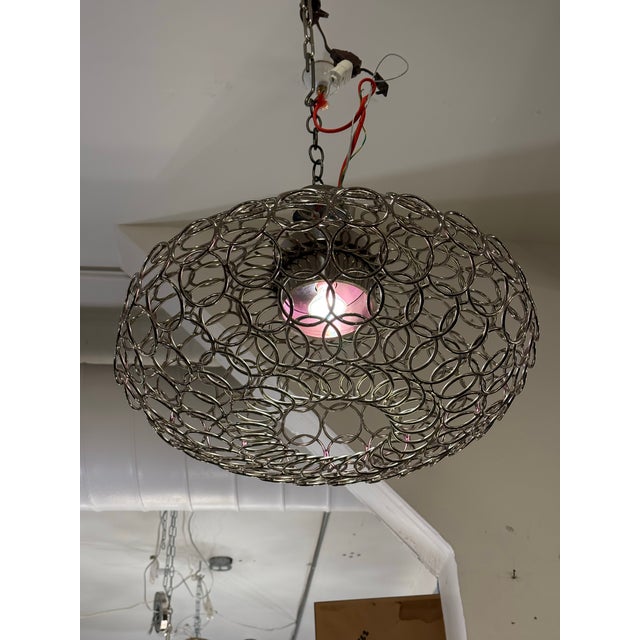 Modern Bruno Rainaldi for Terzani Round g.r.a. Silver Nickel Ceiling Pendant For Sale - Image 3 of 13