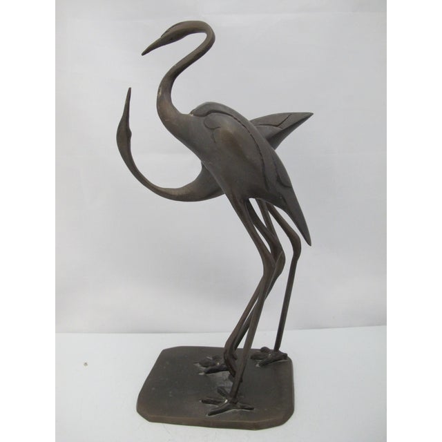 Mid 20th Century Bronze Crane Heron Egret Lovers Couple Statue Sculpture 15" For Sale - Image 5 of 9