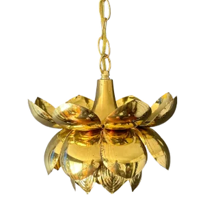 Feldman 1970s Small Brass Lotus Light Fixture