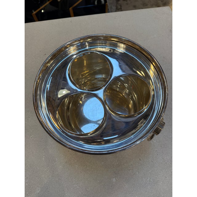 Chrome Vintage Italian Ice Bucket With Three-Compartment Insert, 1970s For Sale - Image 8 of 10