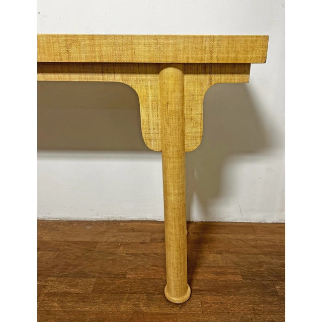 Sand C.1970s Asian Style Linen Wrapped Console Table For Sale - Image 8 of 9