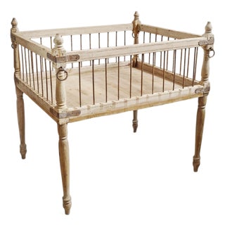 Antique India Bleached Teak & Iron Display Table For Sale