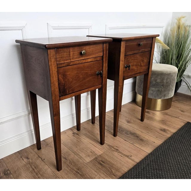 Italian Rustic Wood Nightstands, Tuscany, 1950s, Set of 2 For Sale - Image 6 of 11