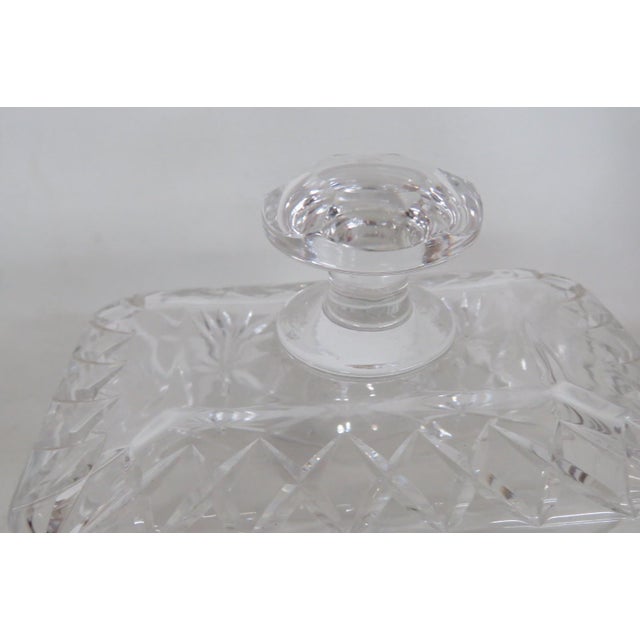 1940s Crystal Butter Dish Clear Cut Glass Lidded Serving Plate For Sale - Image 9 of 18