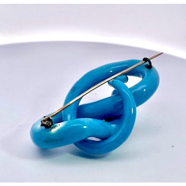 Arts & Crafts Antique Circa 1890 Enamel Diamond Snake Brooch, 38.4g Gold, Blue For Sale - Image 3 of 9