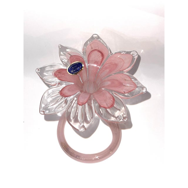 Murano Lavorazione Arte Pink Glass Flower For Sale - Image 9 of 13