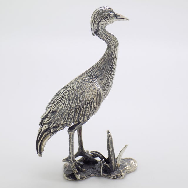 Vintage Italian Handmade Silver Heron Figurine, 1970s For Sale - Image 4 of 12