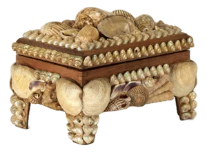 Antique English Seashell Encrusted Music Box