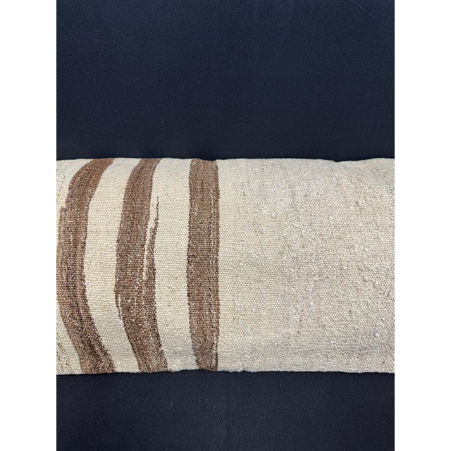 Contemporary Turkish Hemp Pillow Cushion Natural Beige Brown Cushion Cover 14"x40" For Sale - Image 3 of 4