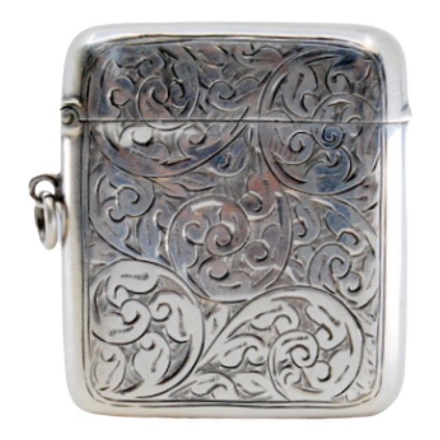 Silver Matchbox with Reliefs and Hinged Lid For Sale
