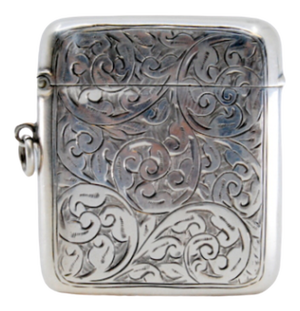 Silver Matchbox with Reliefs and Hinged Lid