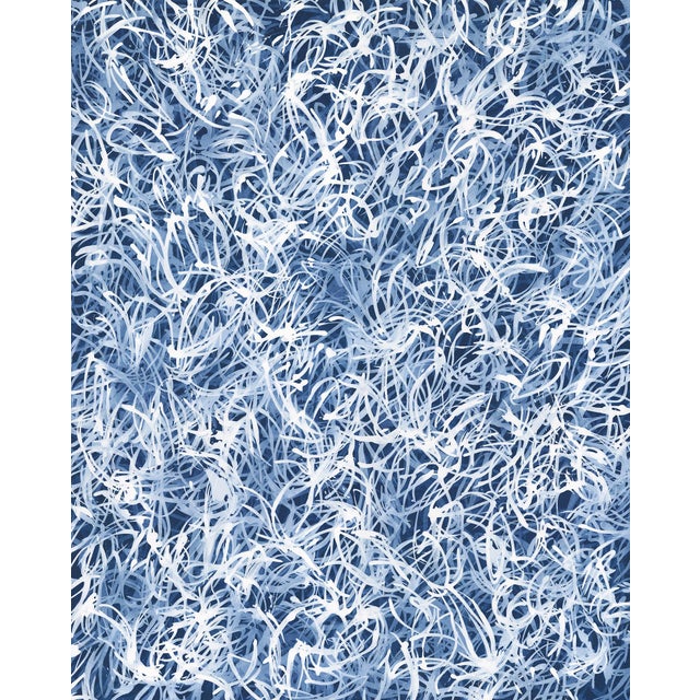 "Blue Chiffon No.5 - Layered Veil" Indigo Blue Abstract Acrylic Painting on Canvas For Sale
