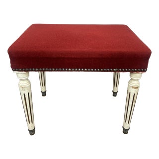 Vintage French Upholstered Ottoman For Sale