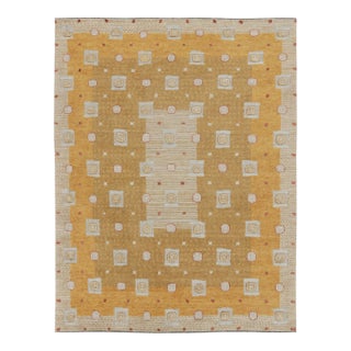 Contemporary Swedish Deco Style Gold Wool, Sari Silk & Natural Silk Rug by Rug & Kilim For Sale
