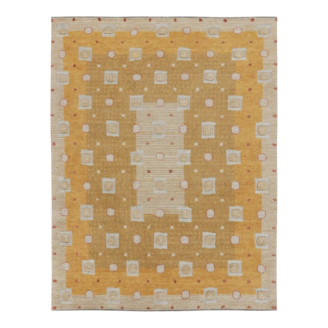 Contemporary Swedish Deco Style Gold Wool, Sari Silk & Natural Silk Rug by Rug & Kilim For Sale