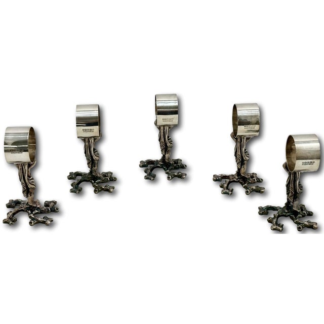 Outstanding Orig. Set of 5 Large Antique Victorian Sheffield England Silverplate Figurative Putti Napkin Rings Circa 1900 For Sale - Image 13 of 18