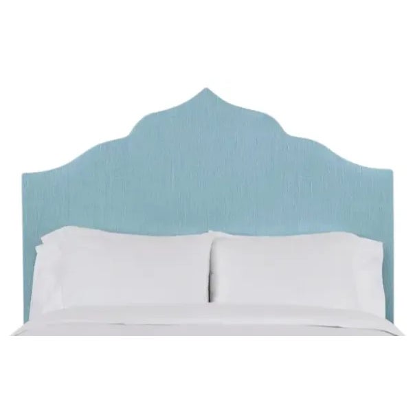 Clementine California King Headboard, Mosaic Blue Linen For Sale