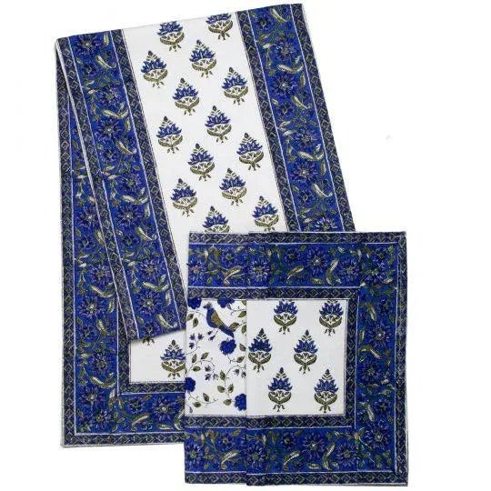 Indian Blossom Blue Runner For Sale - Image 3 of 5