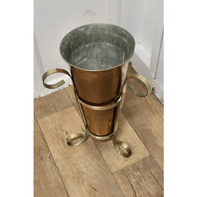 Arts and Crafts Copper and Brass Umbrella Stand For Sale - Image 4 of 7