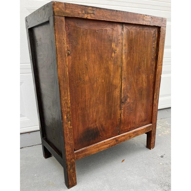 Chinese Painted Vintage Elm Hall Cabinet. For Sale - Image 11 of 11