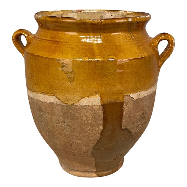 Early 20th French Yellow Glazed Pottery For Sale