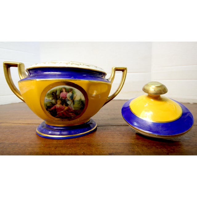 Czech Palt Gilt Porcelain Classical Scene Covered 1930s Sugar Bowl For Sale - Image 12 of 17