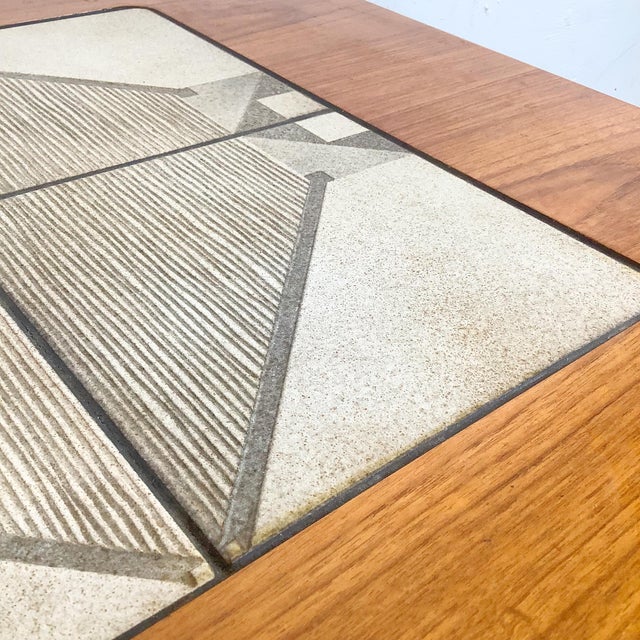 Wood Danish Modern Teak Side Table With Geometric Tile Inset, 1960s–1970s For Sale - Image 7 of 18