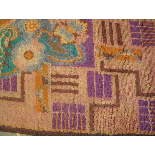 1920s Brown Floral Medallion Antique French Art Deco Rug 8' 10" X 13' 3" Handknotted Wool Carpet For Sale In New York - Image 6 of 7