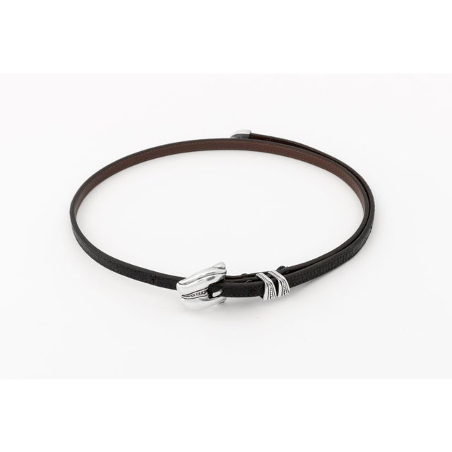 1980s Barry Kieselstein-Cord Silver Buckle Leather Belt For Sale - Image 5 of 9