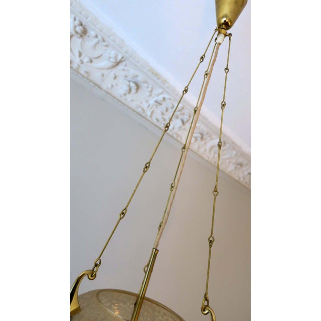 Frosted Glass and Brass Pendant Lamp from Doria Leuchten, 1970s For Sale - Image 14 of 15