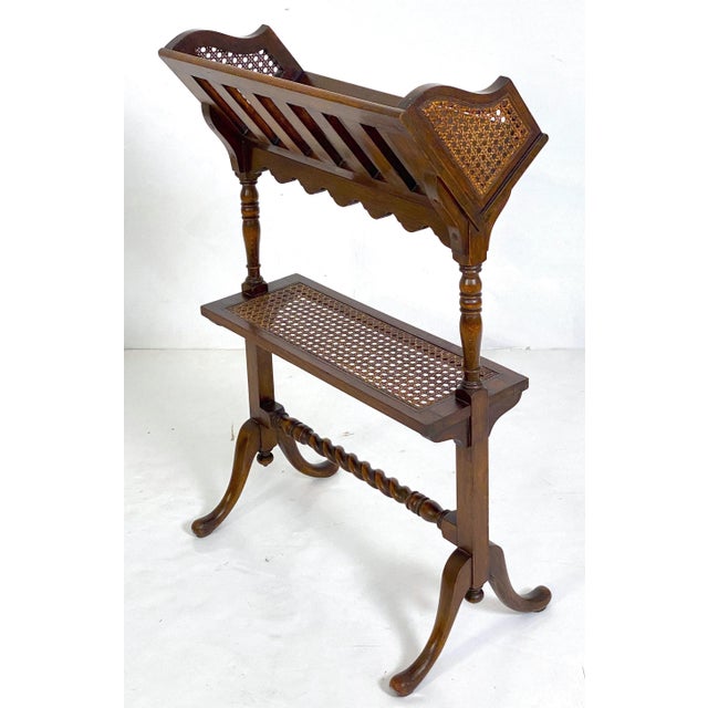 English Caned Bergere Book Trough on Stand of Beechwood From the Edwardian Era For Sale - Image 10 of 10