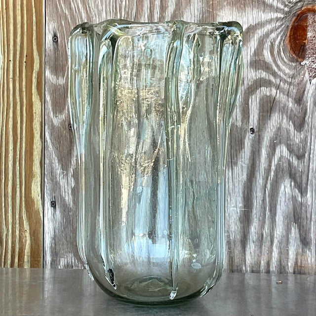 Mid-Century Modern Vintage Boho Blown Glass Vase For Sale - Image 3 of 7