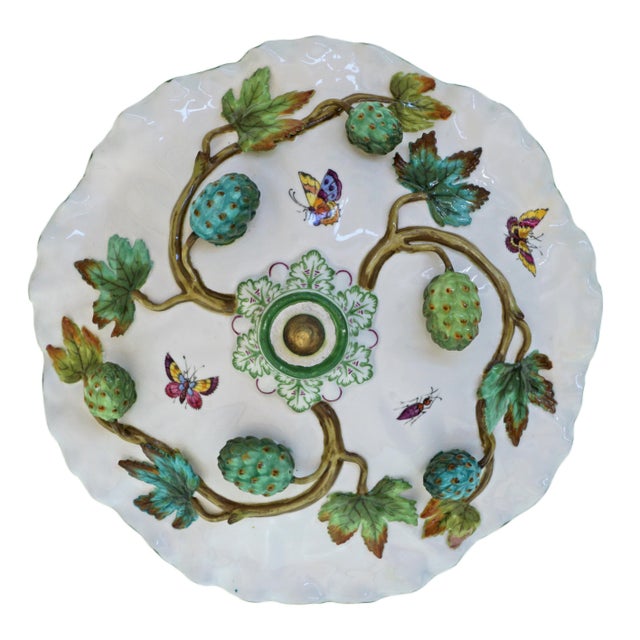 Spode Antique Pair of Spode Botanical Pedestal Bowls England 1921 Compote Tazza For Sale - Image 4 of 10