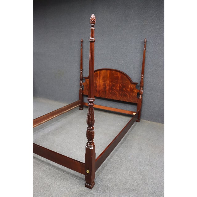 Thomasville Thomasville Queen Size Mahogany Four Poster Bed With Flame Mahogany Headboard For Sale - Image 4 of 12