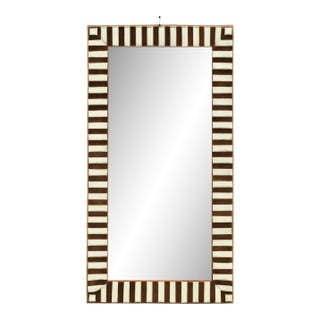 Vintage Striped Bone Inlay Wall Mirror For Sale