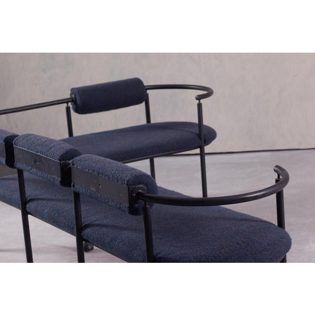 Metal Vintage Steel and Fabric Bench, Italy, 1990s For Sale - Image 7 of 16