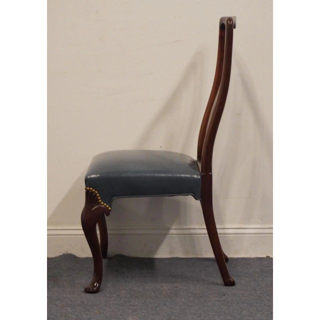 Traditional Hickory Chair Co. Solid Mahogany Traditional Style Dining Side Chair W. Studded Blue Leather - Amber Finish - 1817-02 For Sale - Image 3 of 6