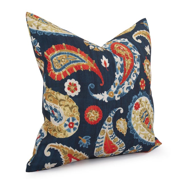 The Boteh Pillow is certain to add a fun pop of color to any decor. Bright and colorful paisley designs adorn a striated...